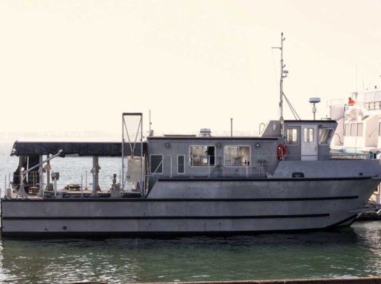 New construction boat in water