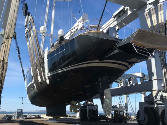 Superyacht out of water