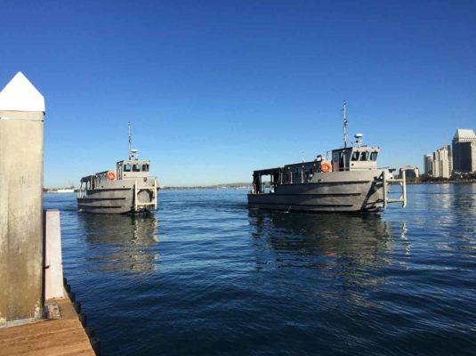 New construction boats in the water