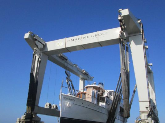 Coastal boat out of water