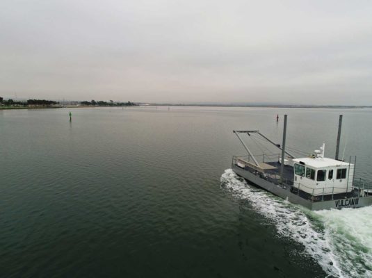 New construction boat in the water